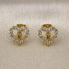 Oro Laminado Stud Earring, Gold Filled Style Guadalupe and Heart Design, with White Cubic Zirconia, Polished, Golden Finish, 02.210.0843
