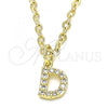 Oro Laminado Fancy Pendant, Gold Filled Style Initials Design, with White Cubic Zirconia, Polished, Golden Finish, 05.341.0024