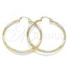 Oro Laminado Large Hoop, Gold Filled Style Diamond Cutting Finish, Tricolor, 02.213.0154.1.50
