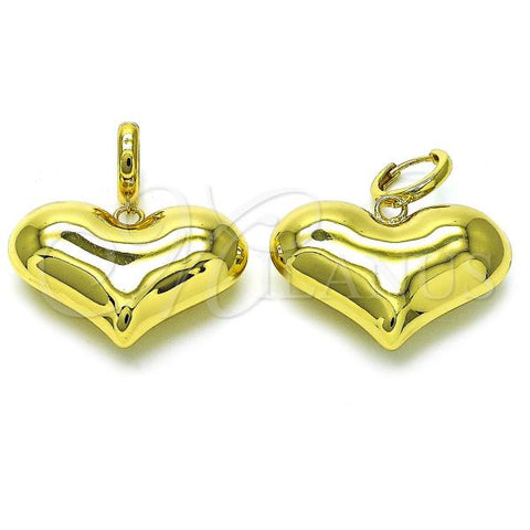 Oro Laminado Dangle Earring, Gold Filled Style Chunky and Hollow Design, Polished, Golden Finish, 02.341.0214