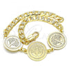 Oro Laminado Fancy Bracelet, Gold Filled Style Tree Design, Polished, Golden Finish, 03.63.2051.08