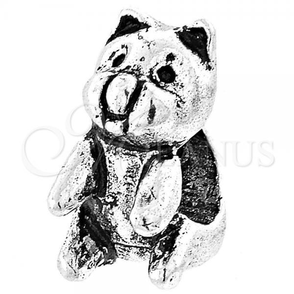 Sterling Silver Love Link Pendant, Cat Design, Rhodium Finish, 05.184.0004