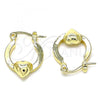 Oro Laminado Small Hoop, Gold Filled Style Heart Design, Polished, Golden Finish, 02.63.2712.15