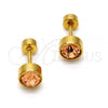Stainless Steel Stud Earring, with Champagne Crystal, Polished, Golden Finish, 02.271.0008.2
