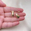 Oro Laminado Stud Earring, Gold Filled Style Chunky Design, Polished, Golden Finish, 02.156.0674