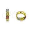 Oro Laminado Huggie Hoop, Gold Filled Style Diamond Cutting Finish, Tricolor, 02.156.0731.15