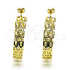 Oro Laminado Stud Earring, Gold Filled Style Paperclip Design, Polished, Golden Finish, 02.213.0407