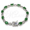 Rhodium Plated Tennis Bracelet, with Green and White Cubic Zirconia, Polished, Rhodium Finish, 03.210.0069.7.08