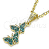 Oro Laminado Fancy Pendant, Gold Filled Style Butterfly Design, with Blue Zircon Crystal, Polished, Golden Finish, 05.351.0187.2