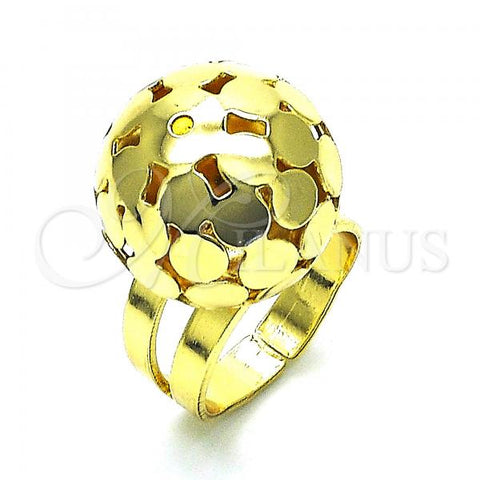 Oro Laminado Elegant Ring, Gold Filled Style Ball and Disco Design, Polished, Golden Finish, 01.383.0004