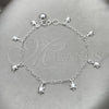 Sterling Silver Charm Bracelet, Rolo and Turtle Design, Polished, Silver Finish, 03.397.0001.07