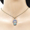 Oro Laminado Fancy Pendant, Gold Filled Style with White Cubic Zirconia, Blue Enamel Finish, Golden Finish, 05.284.0021.2