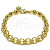 Oro Laminado Fancy Bracelet, Gold Filled Style Heart Design, Polished, Golden Finish, 03.331.0327.08