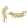 Oro Laminado Earcuff Earring, Gold Filled Style with White Cubic Zirconia, Polished, Golden Finish, 02.210.0705