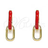 Oro Laminado Huggie Hoop, Gold Filled Style Lock Design, Red Enamel Finish, Golden Finish, 02.213.0216.12