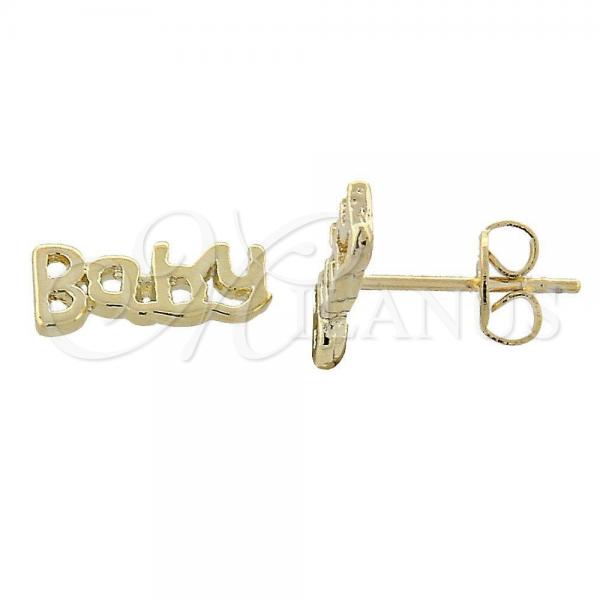 Oro Laminado Stud Earring, Gold Filled Style Diamond Cutting Finish, Golden Finish, 02.94.0050 *PROMO*