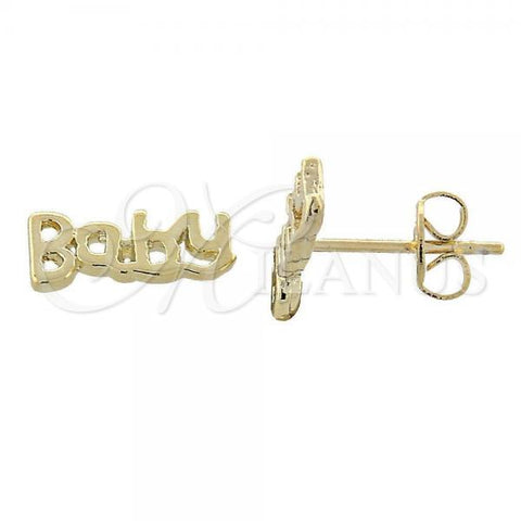 Oro Laminado Stud Earring, Gold Filled Style Diamond Cutting Finish, Golden Finish, 02.94.0050 *PROMO*