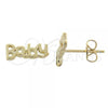 Oro Laminado Stud Earring, Gold Filled Style Diamond Cutting Finish, Golden Finish, 02.94.0050 *PROMO*