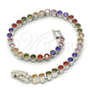 Rhodium Plated Tennis Bracelet, with Multicolor Cubic Zirconia, Polished, Rhodium Finish, 03.210.0019.3.08