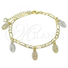 Oro Laminado Charm Bracelet, Gold Filled Style Guadalupe Design, Polished, Tricolor, 03.351.0120.08
