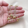 Oro Laminado Long Earring, Gold Filled Style Dolphin Design, with Cubic Zirconia, Golden Finish, 5.067.001