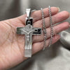 Stainless Steel Pendant Necklace, Crucifix Design, Polished, Steel Finish, 04.116.0008.30
