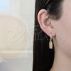 Oro Laminado Dangle Earring, Gold Filled Style Guadalupe Design, Polished, Tricolor, 02.351.0010