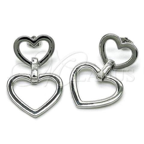 Rhodium Plated Stud Earring, Heart Design, Polished, Rhodium Finish, 02.385.0057.1