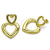 Oro Laminado Dangle Earring, Gold Filled Style Heart Design, Polished, Golden Finish, 02.341.0167