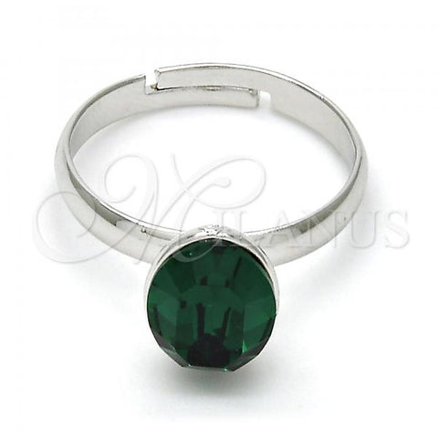 Rhodium Plated Multi Stone Ring, with Emerald Swarovski Crystals, Polished, Rhodium Finish, 01.239.0004.3 (One size fits all)