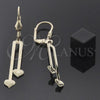 Oro Laminado Long Earring, Gold Filled Style Heart Design, Golden Finish, 77.01