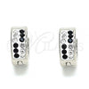 Stainless Steel Huggie Hoop, with Black and White Crystal, Polished, Steel Finish, 02.230.0074.1.12