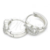 Sterling Silver Huggie Hoop, with White Cubic Zirconia, Polished, Rhodium Finish, 02.332.0072.12