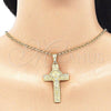 Oro Laminado Religious Pendant, Gold Filled Style Crucifix Design, Polished, Golden Finish, 05.351.0159