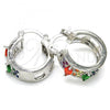 Rhodium Plated Small Hoop, with Multicolor Cubic Zirconia, Polished, Rhodium Finish, 02.210.0301.9.15