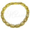 Oro Laminado Solid Bracelet, Gold Filled Style Greek Key Design, Polished, Golden Finish, 03.213.0379.07