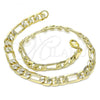 Oro Laminado Basic Anklet, Gold Filled Style Pave Figaro Design, Polished, Golden Finish, 5.223.034.12