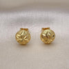 Oro Laminado Stud Earring, Gold Filled Style Star and Flower Design, Diamond Cutting Finish, Golden Finish, 02.342.0275