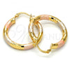 Oro Laminado Medium Hoop, Gold Filled Style Hollow Design, Diamond Cutting Finish, Tricolor, 5.138.014.1.30