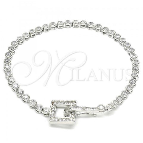 Sterling Silver Fancy Bracelet, with White Cubic Zirconia, Polished, Rhodium Finish, 03.286.0004.08