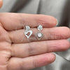 Sterling Silver Long Earring, Heart Design, with White Cubic Zirconia, Polished, Silver Finish, 02.401.0062
