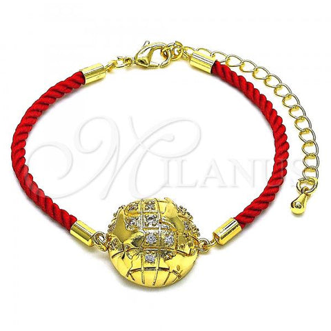 Oro Laminado Fancy Bracelet, Gold Filled Style with White Micro Pave, Polished, Golden Finish, 03.193.0012.06