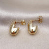 Oro Laminado Stud Earring, Gold Filled Style Chunky Design, Polished, Golden Finish, 02.156.0674