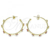 Oro Laminado Medium Hoop, Gold Filled Style Evil Eye Design, Red Enamel Finish, Golden Finish, 02.213.0219.2.30