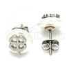 Stainless Steel Stud Earring, Four-leaf Clover Design, with Ivory Pearl, Polished, Steel Finish, 02.271.0032