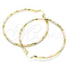 Oro Laminado Extra Large Hoop, Gold Filled Style Diamond Cutting Finish, Tricolor, 02.213.0249.70