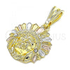 Oro Laminado Religious Pendant, Gold Filled Style with White Crystal, Polished, Tricolor, 05.351.0199.1