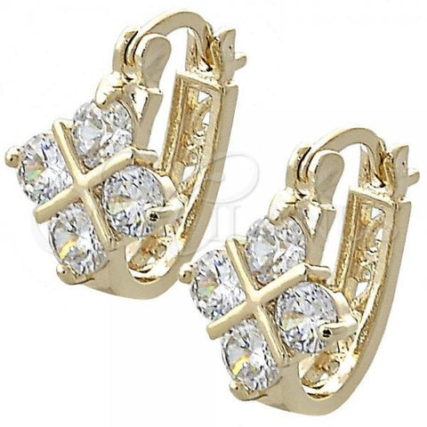 Oro Laminado Small Hoop, Gold Filled Style with White Cubic Zirconia, Polished, Golden Finish, 02.97.0085