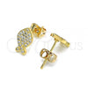 Oro Laminado Stud Earring, Gold Filled Style Fish Design, with White Micro Pave, Polished, Golden Finish, 02.213.0265