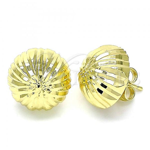 Oro Laminado Stud Earring, Gold Filled Style Diamond Cutting Finish, Golden Finish, 02.100.0054.1